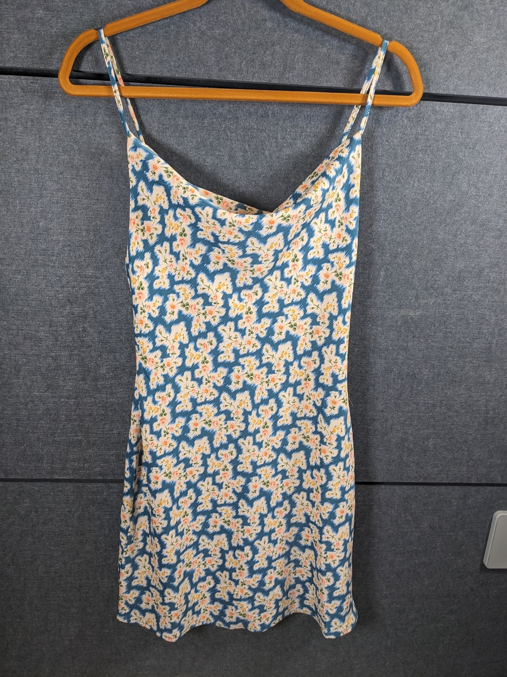 Urban Outfitters Blue Floral Spaghetti-Strap Mini Dress
